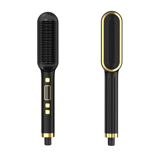 LCD Hair Straightening Comb with Dual-Use Curling Iron